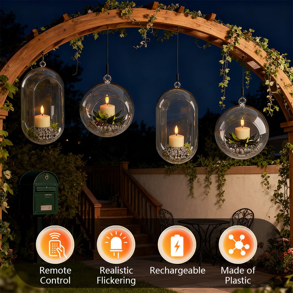 Ntewidbroansa Flameless Rechargeable Tea Lights with Remote Timer - LED Electric Candles Realistic Flickering for Valentines Decor, Wedding Table, Home Decoration 12-Pack (Φ 1-1/2''×H 2'')