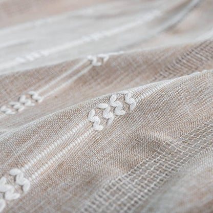 Linen Curtains 108 Inches Long for Living Room 2 Panels Set, Embroidery Farmhouse Tassel Boho for Bedroom Light Filtering Window Rod Pocket Drapes (52" W x 108" L, Khaki)