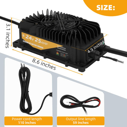 24V 25A Scissor Lift Battery Charger Compatible with Genie Skyjack JLG Scissor Lifts, 24 Volt Battery Charger for Forklift, Electric Pallet Jack, Floor Scrubber