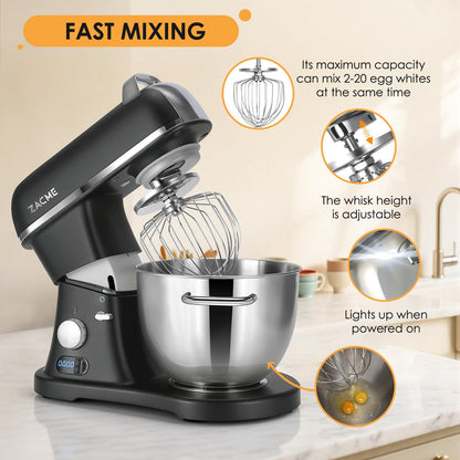 8.4QT Commercial Stand Mixer 800W with Aluminum Die Casting Meets the Standard of NSF/ANSI 8-2023, Mixers Kitchen Electric Stand Mixer with Stainless Steel 8L Bowl, Dough Hook, Whisk and Beater, Black