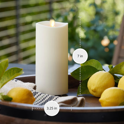 Luminara Pearl Ivory Outdoor Flameless Candle 3.25" x 7", Separate Remote, Moving Flame Flickering Realistic LED Battery Operated Pillar Lights Decor, Outside Lantern Halloween Christmas Decorations