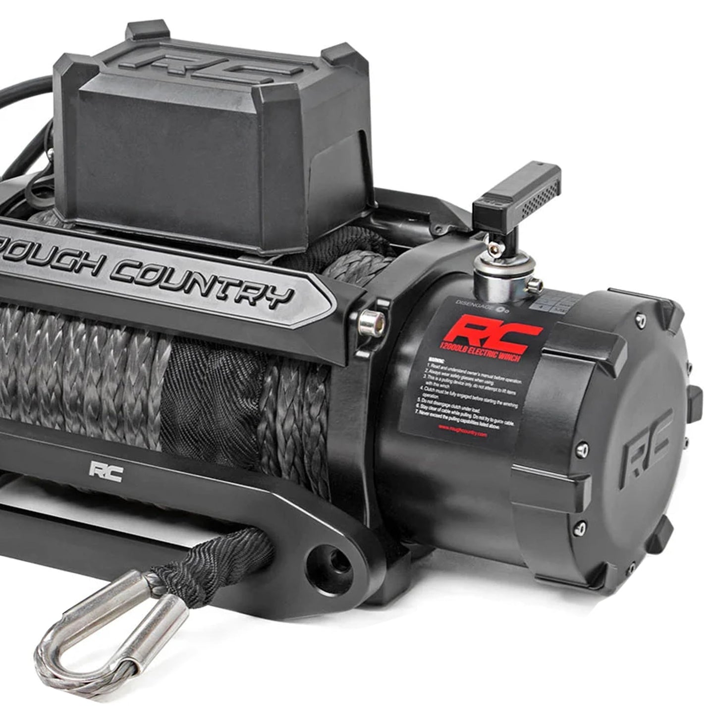 Rough Country 12,000LB PRO Series Electric Winch | Synthetic Rope - PRO12000S, Black