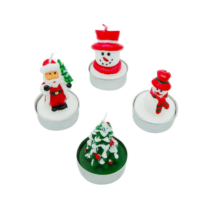 KCVC 12 Pcs Unscented Tealight Candles Set B for Christmas Decoration Santa Claus, Snowman, Pine Cones, Christmas Tree, Shoes, House, Santa Hat Candles, Christmas Interior Home Decor