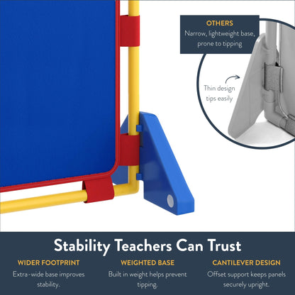 Children's Factory Rectangle PlayPanel Set - 3, Kids Room Divider Panel, Classroom Partition, Free-Standing Screen for Daycare or Preschool, Cantilever Feet Included, Blue