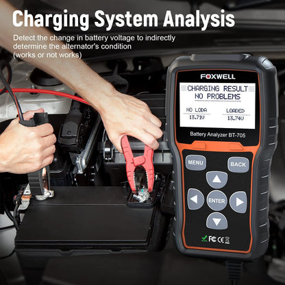FOXWELL BT705 Car Battery Tester 24V 12V, Professional Alternator Tester, Automotive 100-2000CCA Load Tester, Digital Cranking Charging System Analyzer with High Accuracy for Trucks, RVs & Boats