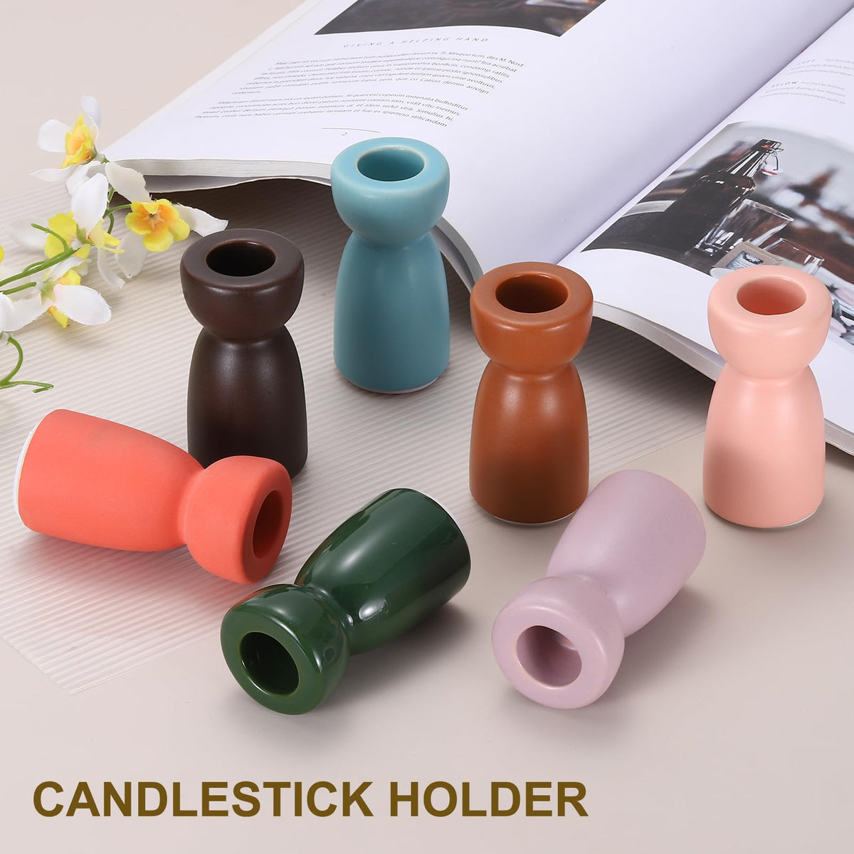 uxcell 2 Pack Candlestick Holder Light Purple Ceramic Taper Candle Holder Candle Stand Holders Modern Style Decoration for Centerpiece Tabletops Anniversary