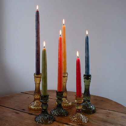 Candlestock Beeswax Taper Candles – Standard 7/8" Diameter, Pure 100% Natural USA Beeswax, Cotton Wick, Dripless, Long-Burning, Handmade in Woodstock, NY- 10 Inches - 2 Pairs (4 Candles) - Rose Red