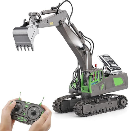 PREPOP Remote Control Excavator Toy for 6-12 yr Boys Best Birthday Gifts for Kids 6 7 8 9 10 11 Year Old Green