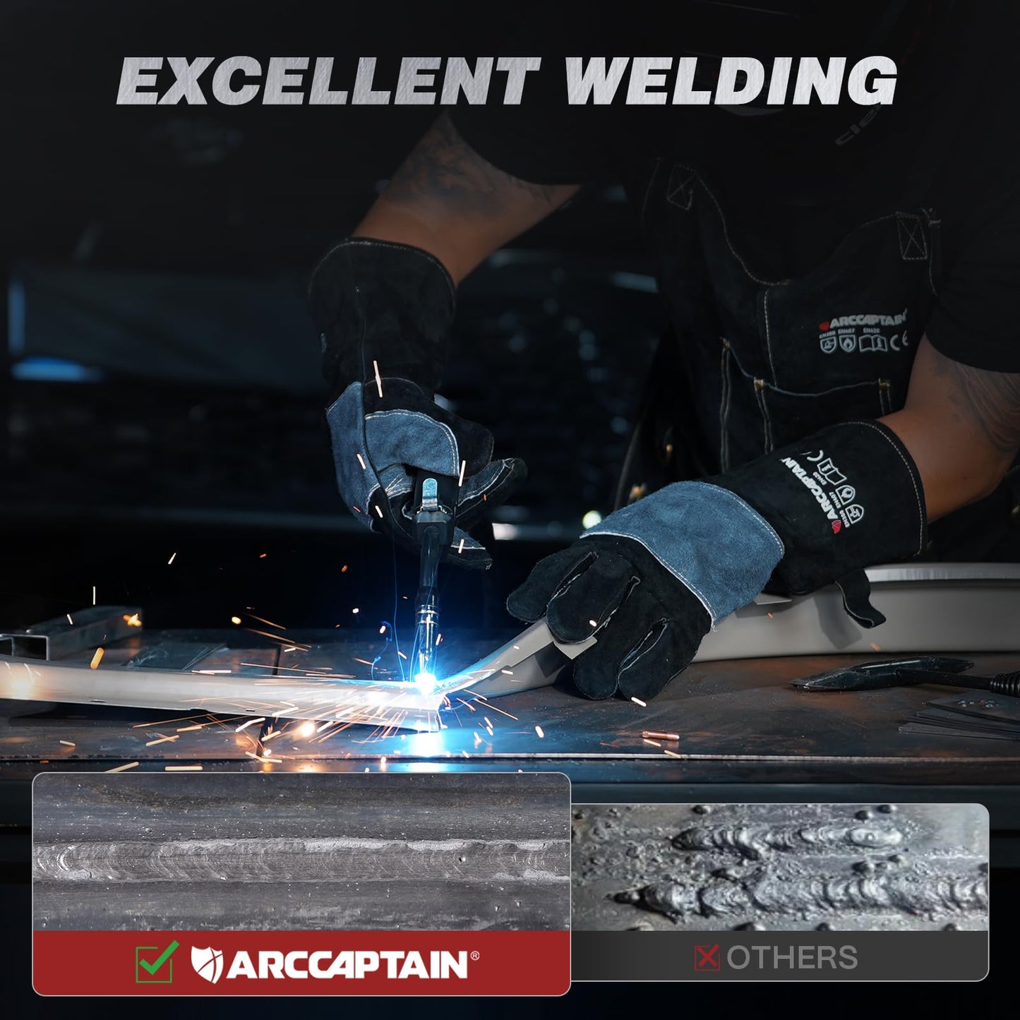 ARCCAPTAIN 135A MIG Welder [Large LED Display] 110V Welder Flux Core MIG, Lift TIG, Stick, 3 in 1 Welding Machine Gasless MIG Welder Machine 110V, IGBT Inverter Welder with Synergy, 2T/4T