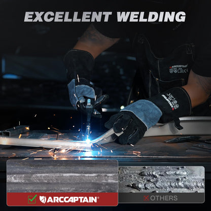ARCCAPTAIN 135A MIG Welder [Large LED Display] 110V Welder Flux Core MIG, Lift TIG, Stick, 3 in 1 Welding Machine Gasless MIG Welder Machine 110V, IGBT Inverter Welder with Synergy, 2T/4T