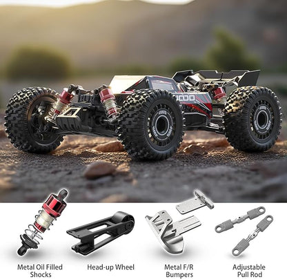 Jetwood 1:16 Fast RC Car Brushless 42MPH Remote Control Car for Adults - High Speed 4WD RTR RC Truck with 2 LiPo Batteries &amp DIY Body JC16EP Red