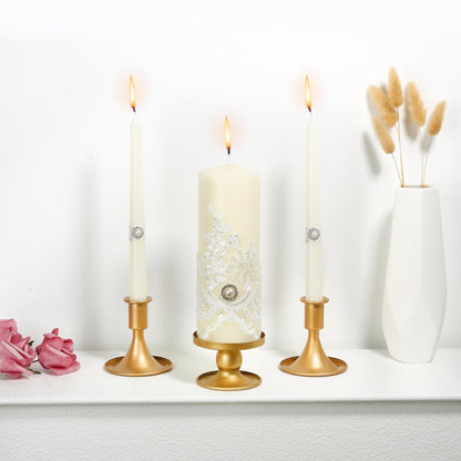 Unity Candle Holder - Gold Unity Candle Holders for Weddings, Metal Gold Unity Candlestick Holder Set of 3, Decorative Unity Candle Stand for Wedding Ceremony Table Centerpiece Decoration Gift