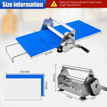 Folding Dough Rolling Machine，Manual Dough Sheeter ，Compact Dough Sheeter Machine For Bakery Pizza，Dough Machine With Adjustable Thickness, Stainless Steel（2 Rolling Boards）