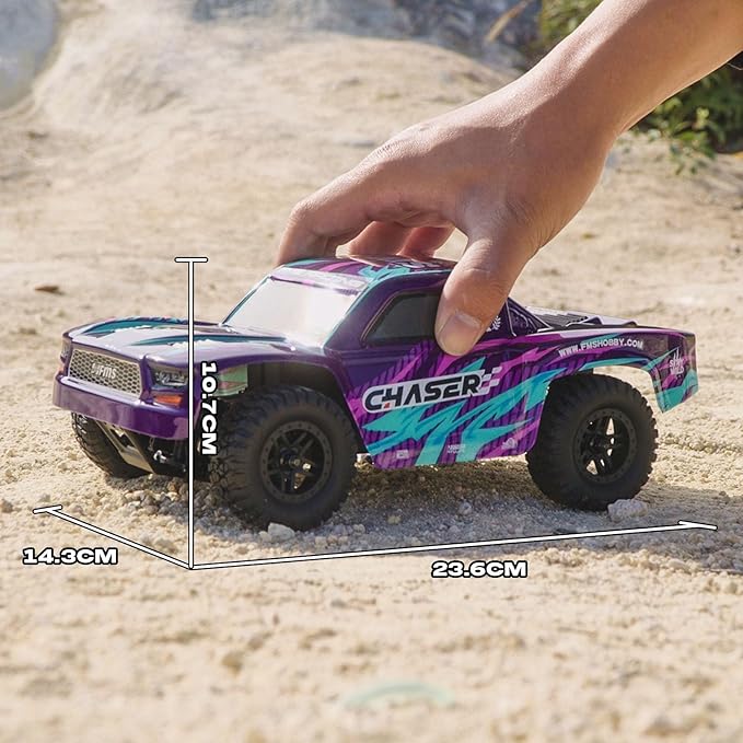 FCXㅤ FMS FSC24 1/24 Chaser RC Crawler Short-Course Trucks with High Strength Nylon Frame 2 Speed Switch Up to 26km/h Hobby RC Car for Adults Gifts (Red)