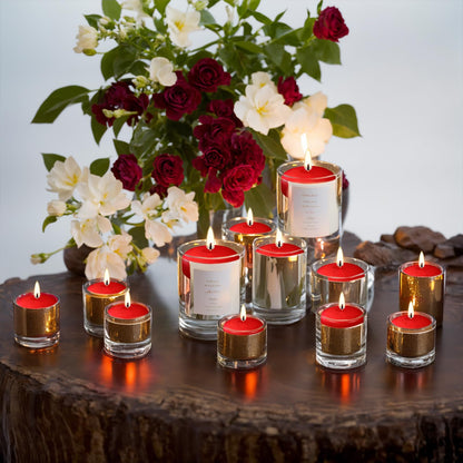 JEQUD Red Floating Candles, 2 inch, 6 Pack, Unscented, 5-6 Hours Long Burning, Wedding, Proposal Decorations