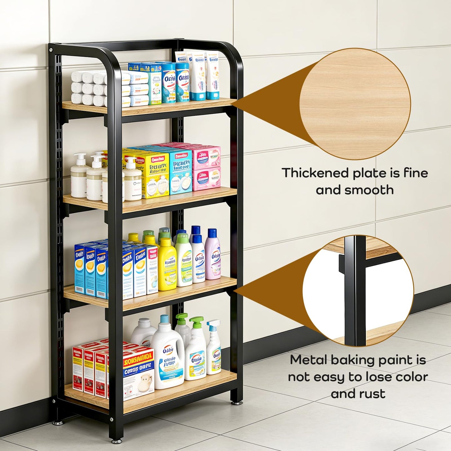 DioOnes 51" Modern Gondola Shelving Unit, Heavy-Duty Double-Sided Retail Display Rack, Premium Wood & Metal Store Fixtures for Boutique, Pharmacy, Pet Store, Commercial Merchandise Stand (Island Unit)