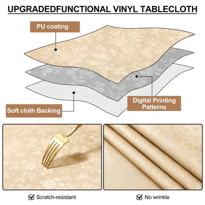Smiry Rectangle Table Cloth, Waterproof Heavy Duty Vinyl Tablecloths, Wipeable Washable Table Cover for Kitchen and Dining Room (Champagne, 60" X 102")