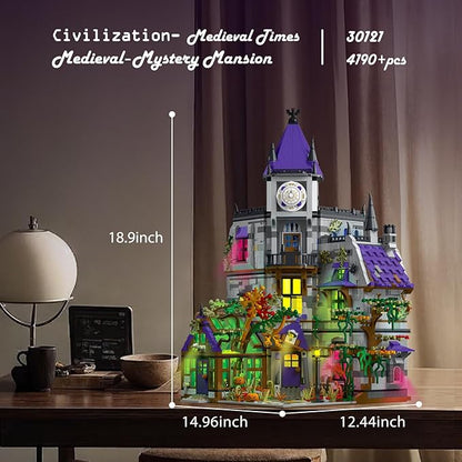 JMBricklayer Medieval Castle House Building Set for Adults Ideas House Model Toy Construction Set with LED Lights Medieval Mystery Mansion Collectible or Home Office Decor Gift for Adult 30121