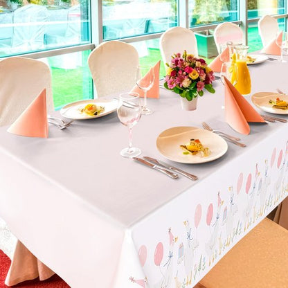 Honeydak 4 Pcs Silly Goose Birthday Party Tablecloths Pink 1st Baby Shower Gingham Table Cover Disposable Plastic Tablecloths Goose Theme Party Supplies for 1st Boys Girls Summer Decorations
