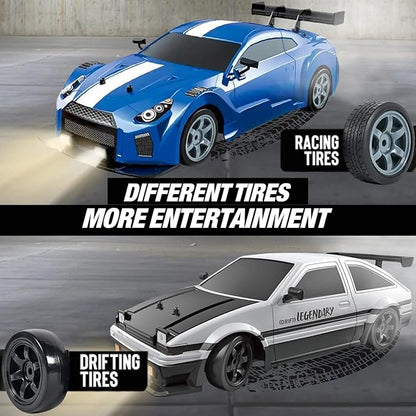 Liberty Imports RC Drift Car 1/16 2.4GHz 4WD Remote Control Sport Racing On-Road Vehicle with LED Light Batteries and Drift Tires (Blue)