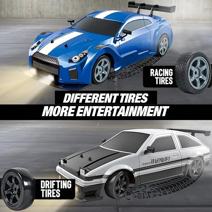 Liberty Imports RC Drift Car 1/16 2.4GHz 4WD Remote Control Sport Racing On-Road Vehicle with LED Light Batteries and Drift Tires (White)