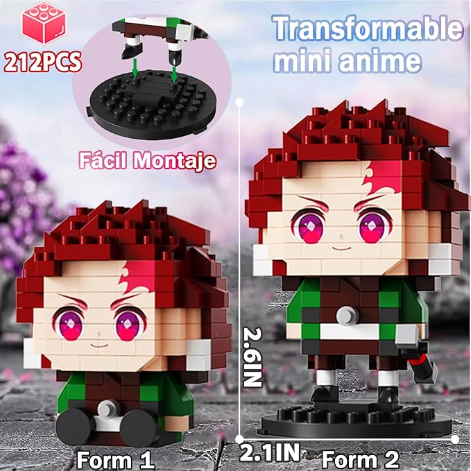 5 Kill Demon-Themed Anime Figures Building Set 2IN1 Sitting&ampStanding Models Cute Popular Characters Monster Killer Micro Brick Japanese Manga Merch Toy Decor Easter's Day Gift for Fans(1140 Pcs)