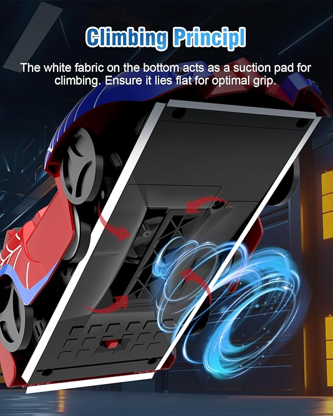 Spider Hero Wall Climbing Car Remote Control Kids Toy 360° Rotating Remote Control Car with Light Rechargeable RC Stunt Cars Wall Toys for Boys Kids Ages 4 and up