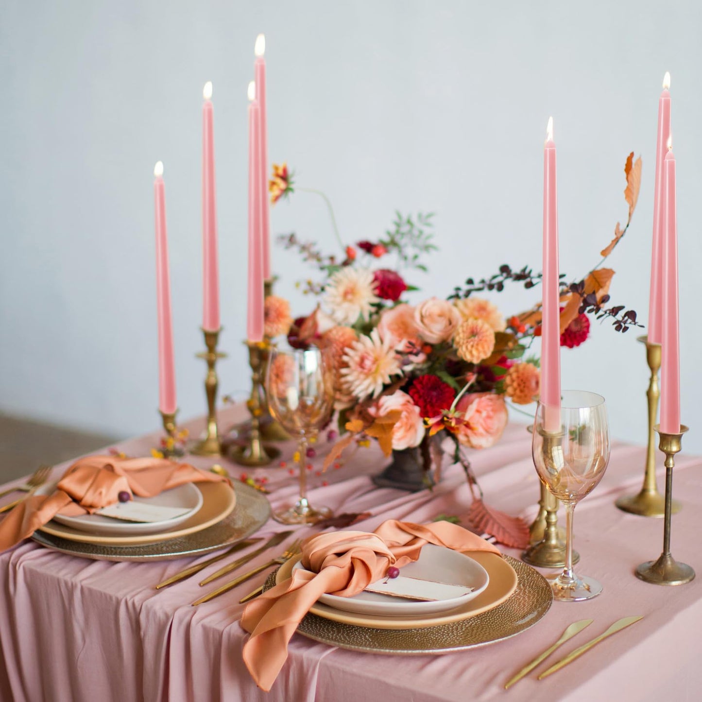 MTLEE Taper Candles 8/10/12 Multi Height Unscented Taper Candles 8 Burn Hours for Dinner Decorative Home Decoration Fall Thanksgiving Wedding Party Candlesticks(Pink,36)