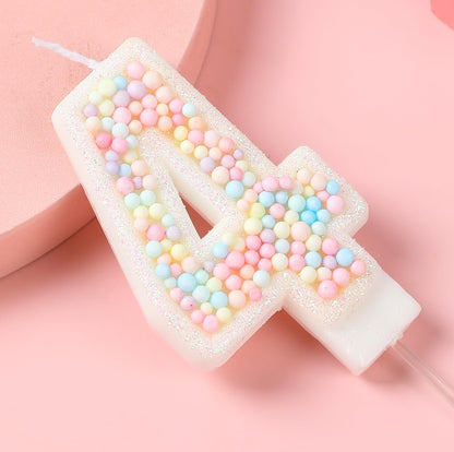 EAKE 14th Birthday Candle Macaron Glitter 3D Pastel Number 14 Candles for Birthday Cakes Girl Women Sweet Theme Birthday Wedding Anniversary Party Cake Decoration
