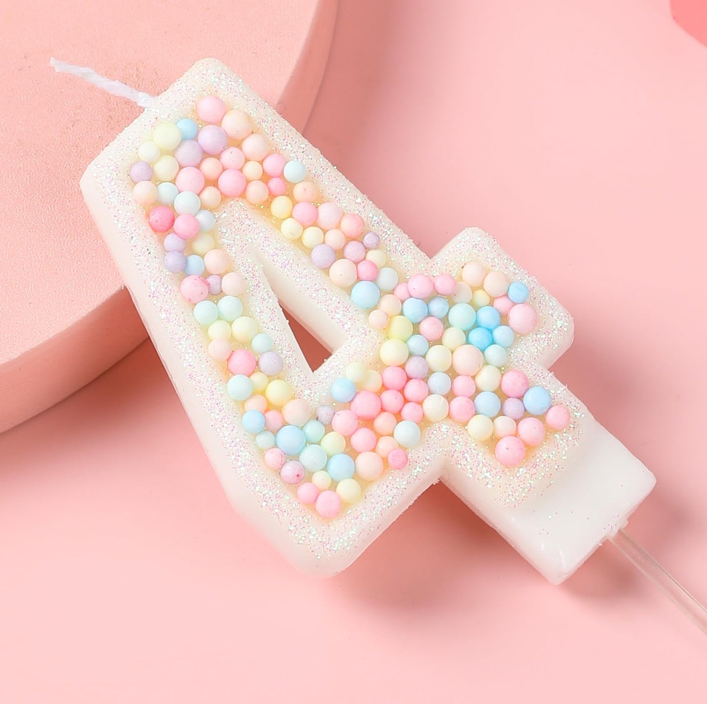 EAKE 24th Birthday Candle Macaron Glitter 3D Pastel Number 24 Candles for Girl Women Sweet Theme Birthday Wedding Anniversary Party Cake Decoration