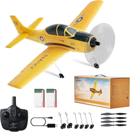 VEVOR RC Plane 2.4GHZ 4 Channel RC Airplane with 6-Axis Gyro Stabilizer&amp2 Batteries Ready to Fly T28 Trainer Aircraft Plane Toy RC Glider for Adults Kids Beginners Boys Birthday/Xmas Child Gift