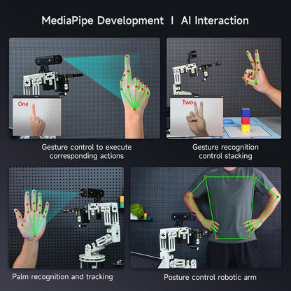 Yahboom 6DOF Program Robotic Arm Kit 3D Adaptive Gripping, Supports Large AI Model for Mechanical Engineers Python (Standard-Without Nano 4GB)