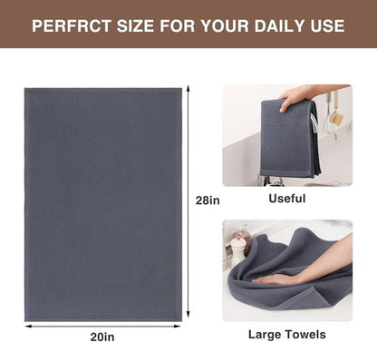 Homaxy 100% Cotton Kitchen Dish Towels - Ultra Soft, Absorbent & Quick Drying | 20x28 Inches, Dark Grey, 12-Pack
