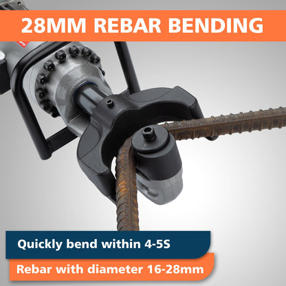 CENTALL Electric Hydraulic Rebar Bender 1250 W Hydraulic Rebar Bending Machine 1.1 Inch 16-28mm Rebar within 3-4 s Easy Bending Rebar Steel Bar HRB28 (Grey + Orange)