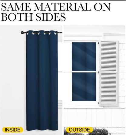 NICETOWN Blackout Curtains for Patio Glass Doors - Moroccan Blue, 42" Wide x 90" Long, Privacy Drapes