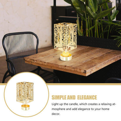 Beaupretty Rotating Candle Holder Christmas Carousel Spinning Candlestick Tealight Holder Romantic Candle Spinner for Holiday New Year Party Wedding Golden
