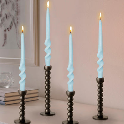Blue Spiral Taper Candle Unscented Long Candle Twisted Candlesticks for Wedding Party Dinner Home Decoration