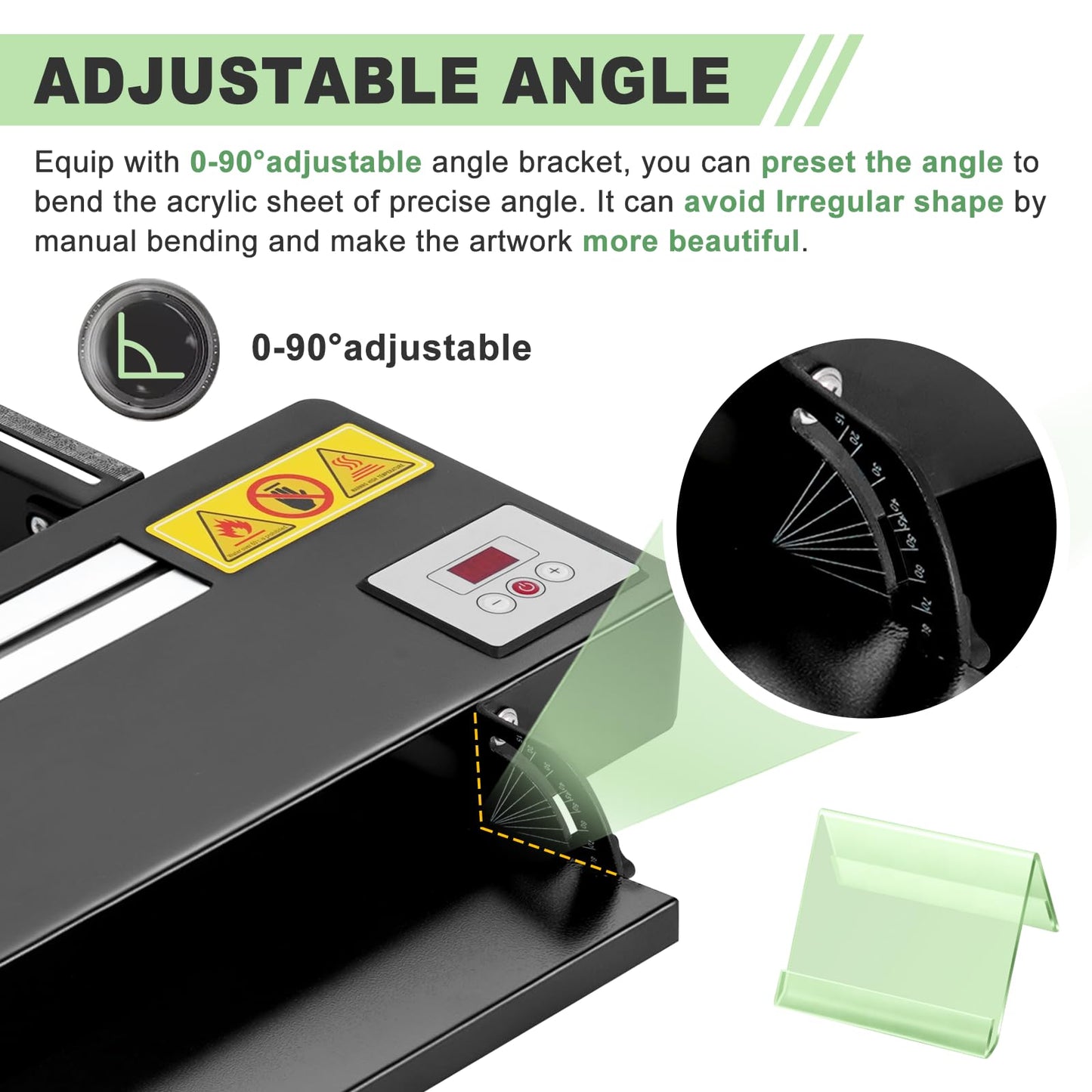 Digital Acrylic Plastic Bender 24" Acrylic Bending Machine with Spare Heating Wire, Plastic Bending Machine with Adjustable Length&Angle Acrylic Strip Bender Heater 110V (Black)