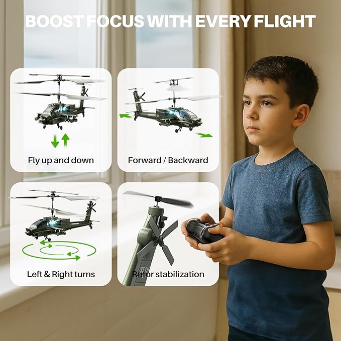 SYMA RC Helicopters S51H Remote Control Helicopter 2.4GHz Military Army Toys for Boys Girls Kids with Altitude Hold One Key Take Off/Landing LED Light Low Battery Reminder