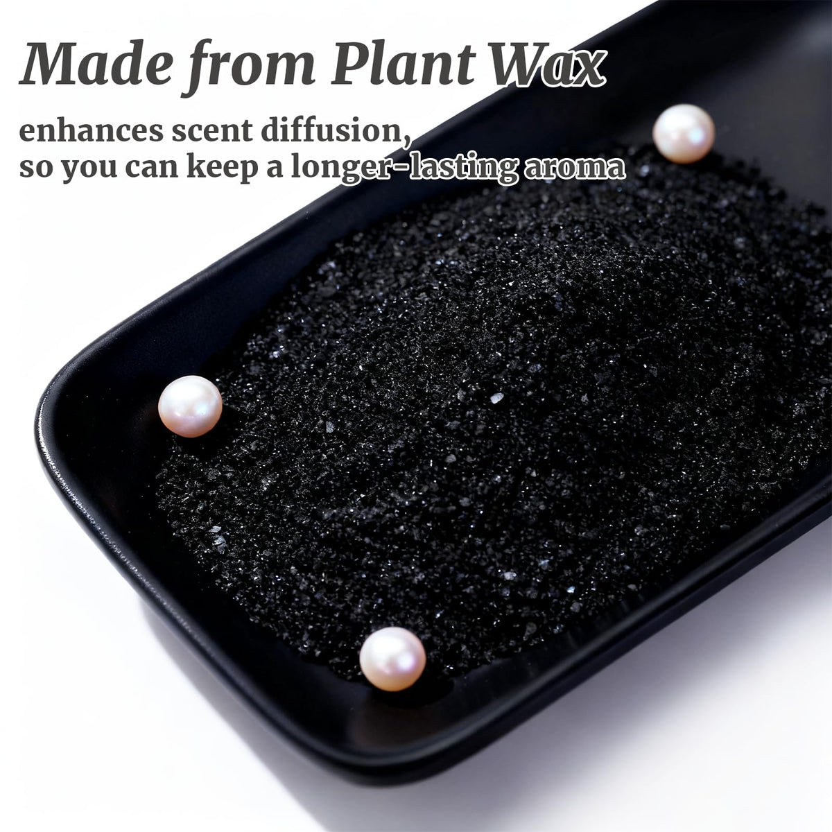 Pearled Candles Sand and 30 Wicks 18 Oz-Refillable Cinnamon Scented Pearled Candle Non Toxic Luxury Long Lasting up to 120 Hours-Scented Pearl Powder Wax Sand Candle Beads Kit for Candles Making Black