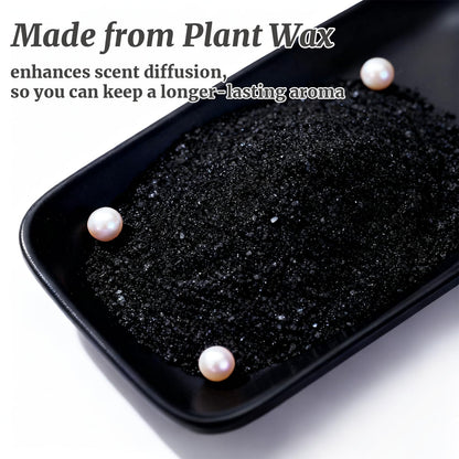 Pearled Candles Sand and 30 Wicks 18 Oz-Refillable Cinnamon Scented Pearled Candle Non Toxic Luxury Long Lasting up to 120 Hours-Scented Pearl Powder Wax Sand Candle Beads Kit for Candles Making Black