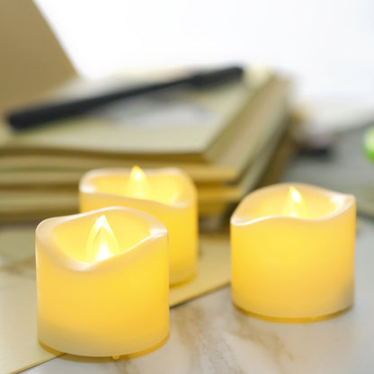 Battery Operated LED Votive Candles Realistic Flickering Flameless Tea Lights Set Bulk Electric Fake Night Candle Lights for Xmas Christmas Party Wedding Decorations Gifts 24 Pack Batteries Included
