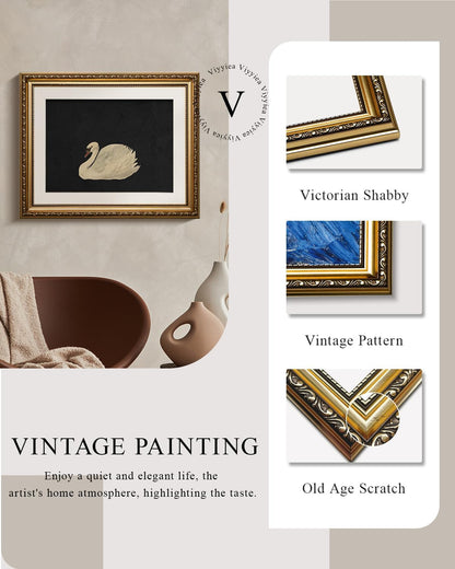 VIYYIEA Gold Framed Canvas Wall Art - Elegant Home Decor in Black, 13x16 Inches