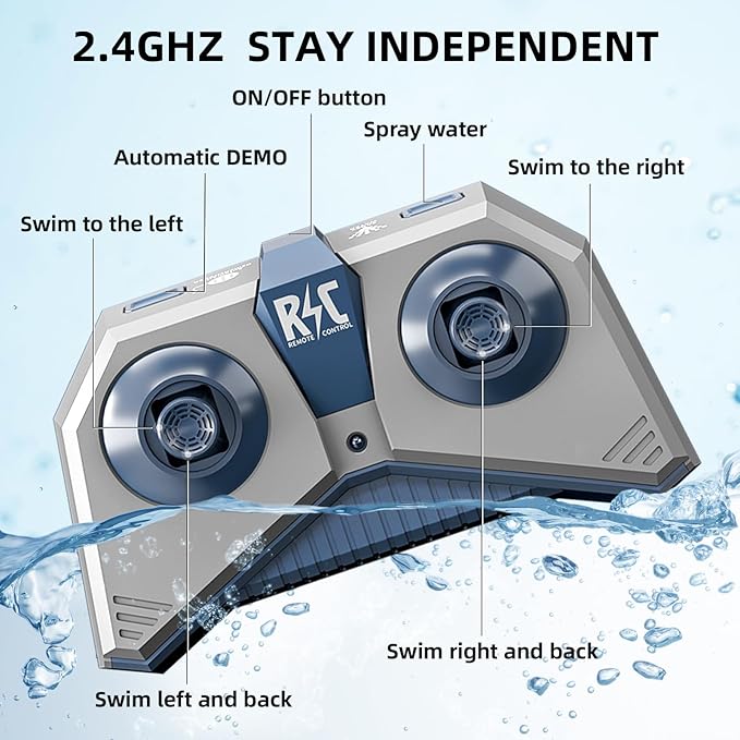 TEMI Remote Control Shark Toy for Kids Boys 3-5 Simulation RC Sharks with Light Water Spraying RC Boat for Lake Bathroom Pool Christmas Birthday Gifts for Aged 3 4 5 6 7 8 9 Girls Toddlers(Blue)