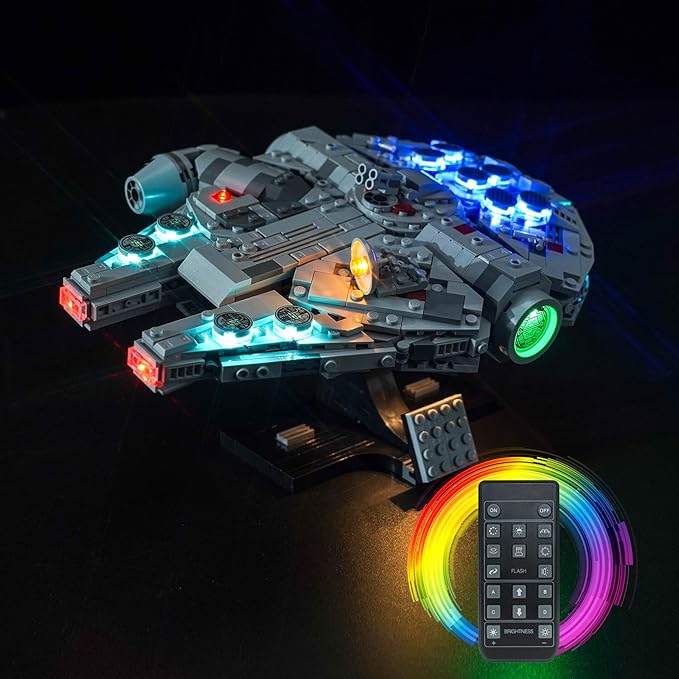 VONADO LED Light Kit Compatible with Lego Millennium Falcon 75375 25th Anniversary (No Models Only Light) Remote Control Creative Lighting Set Compatible with Lego Millennium Falcon Lego Set 75375
