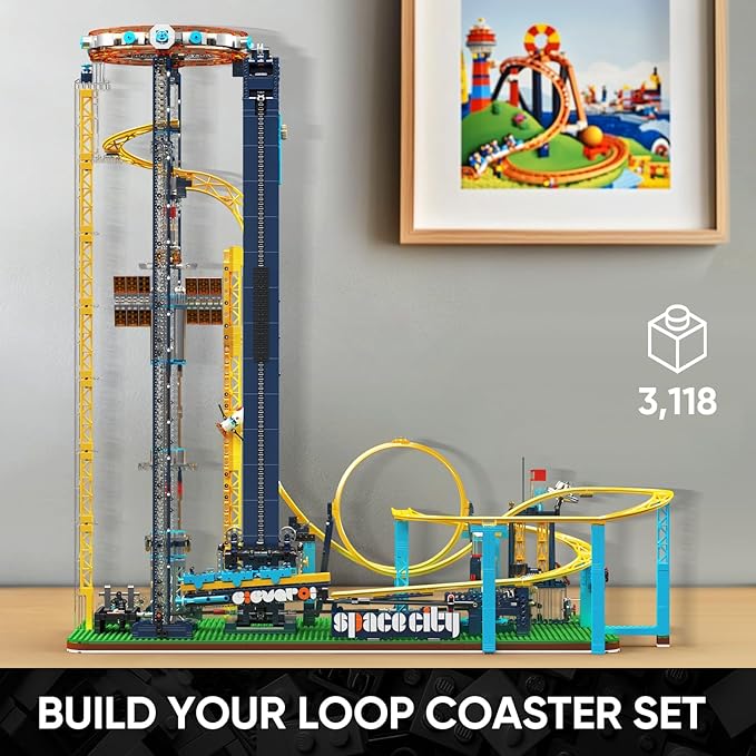 Mould King 11031 Loop Coaster Set Space Elevator Roller Coaster Building Sets Space Amusement Park Funfair Track with Train Idea Gift