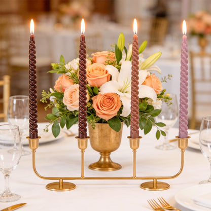 Coffee Spiral Taper Candles, 10 inch Gradient Twisted Candles,4 Pack Unscented and Smokeless Long Burning Candles with Cotton Wicks,Tall Candlesticks,Ideal for Weddings, Dinner Parties, and Home Décor