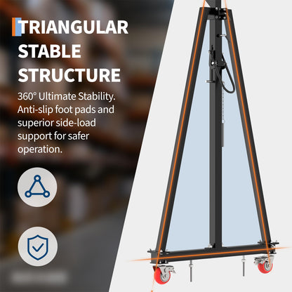 Adjustable Gantry Crane 2 Ton (4400 LBS), 12 Locking Positions (97" to 141") with Triangle Base, Portable I-Beam Hoist for Factory, Warehouse, Auto Repair & Construction