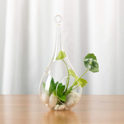 WGV Glass Hanging Plant Terrarium, Width 4", Height 9.25", Teardrop DIY Air Succulent Planter Clear Tea Light Votive Candle Holder, Wedding Event Office Home Outdoor Decor, 1 Piece