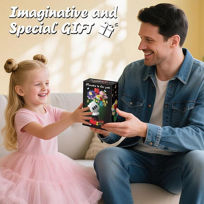 Flower Bouquet Building Set with Display Stand - Artificial Fake Plants Botanicals Flowers for Home Decor for Boys Girls Kids 6+ ＆ Valentines Day Gift for Adults